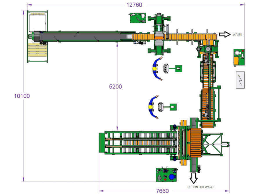 Schema impianto industriale con nastri trasportatori